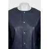 Cropped blue leather jacket