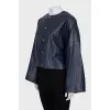 Cropped blue leather jacket