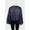 Cropped blue leather jacket