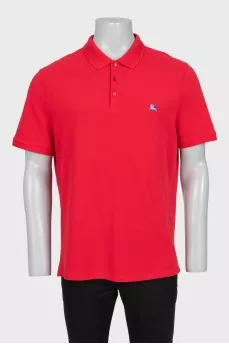 Men's red polo shirt with logo