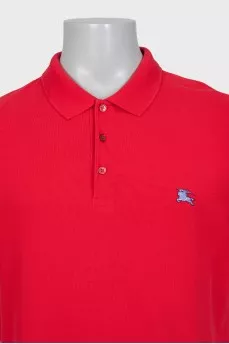 Men's red polo shirt with logo