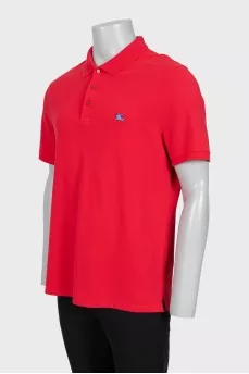 Men's red polo shirt with logo