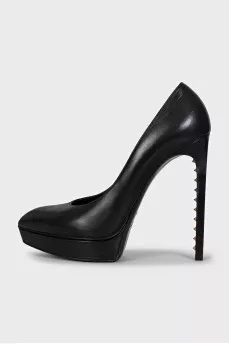 Black leather shoes with studs