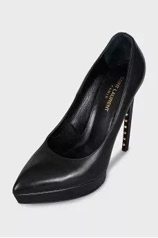 Black leather shoes with studs