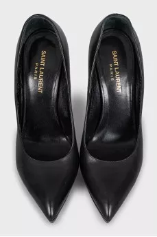 Black leather shoes with studs