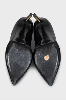 Black leather shoes with studs