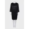 Black silk dress with a straight cut