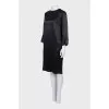 Black silk dress with a straight cut