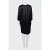 Black silk dress with a straight cut