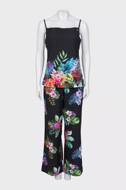 Black suit with floral print