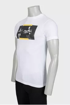 Men's T-shirt with black and white print