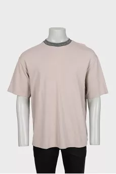 Men's T-shirt with a printed collar
