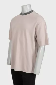 Men's T-shirt with a printed collar