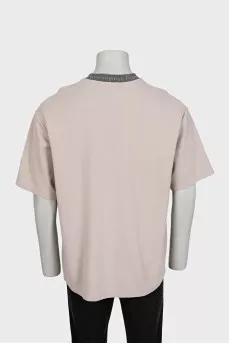 Men's T-shirt with a printed collar