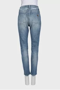 Skinny jeans decorated with mesh