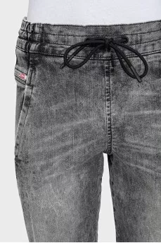 Gray jeans with elastic waistband