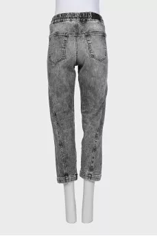 Gray jeans with elastic waistband