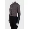 Leather quilted jacket with removable element