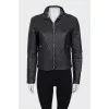 Leather quilted jacket with removable element