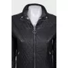 Leather quilted jacket with removable element