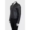 Leather quilted jacket with removable element