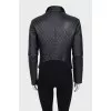 Leather quilted jacket with removable element