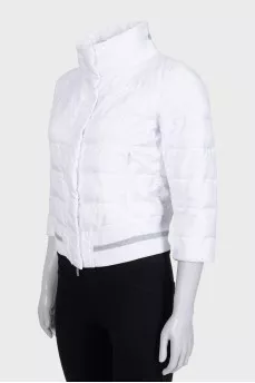 Shortened demi-season jacket with a zipper