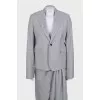 Gray suit with voluminous wool trousers