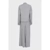 Gray suit with voluminous wool trousers