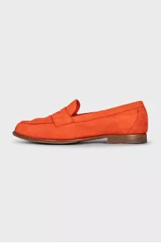 Orange leather loafers