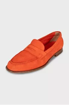 Orange leather loafers