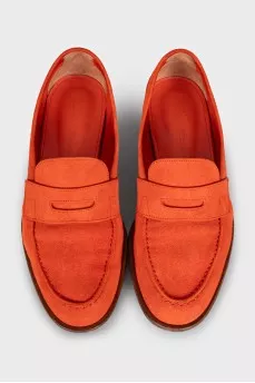Orange leather loafers