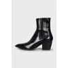 Leather ankle boots with stacked heels