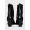 Leather ankle boots with stacked heels