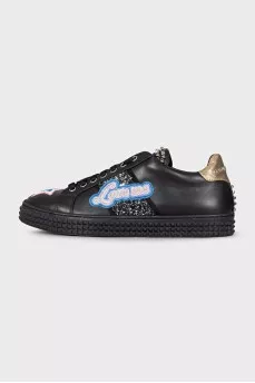Leather sneakers decorated with sequins