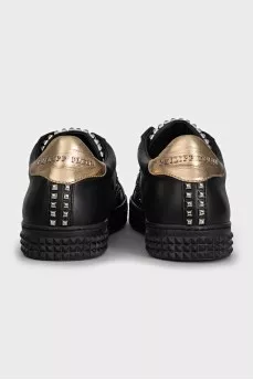 Leather sneakers decorated with sequins