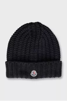 Men's black cashmere and wool hat