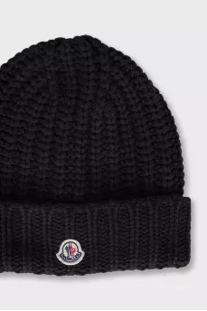 Men's black cashmere and wool hat