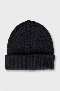 Men's black cashmere and wool hat