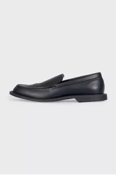 Black leather loafers