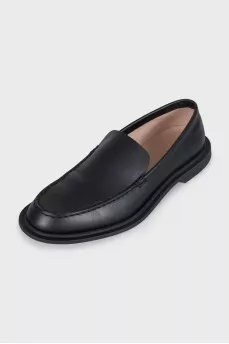 Black leather loafers