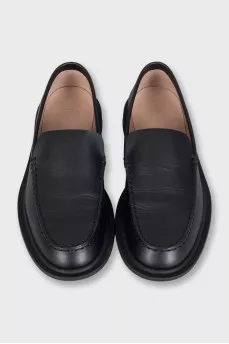 Black leather loafers