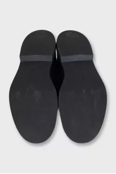 Black leather loafers
