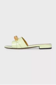 Leather flip-flops with signature decor