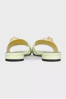 Leather flip-flops with signature decor