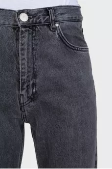 Men's gray straight-leg jeans