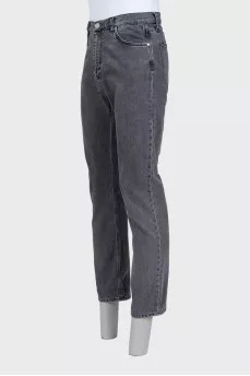 Men's gray straight-leg jeans