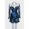 Fitted printed silk mini dress