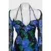 Fitted printed silk mini dress