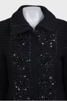 Wool cardigan decorated with sequins